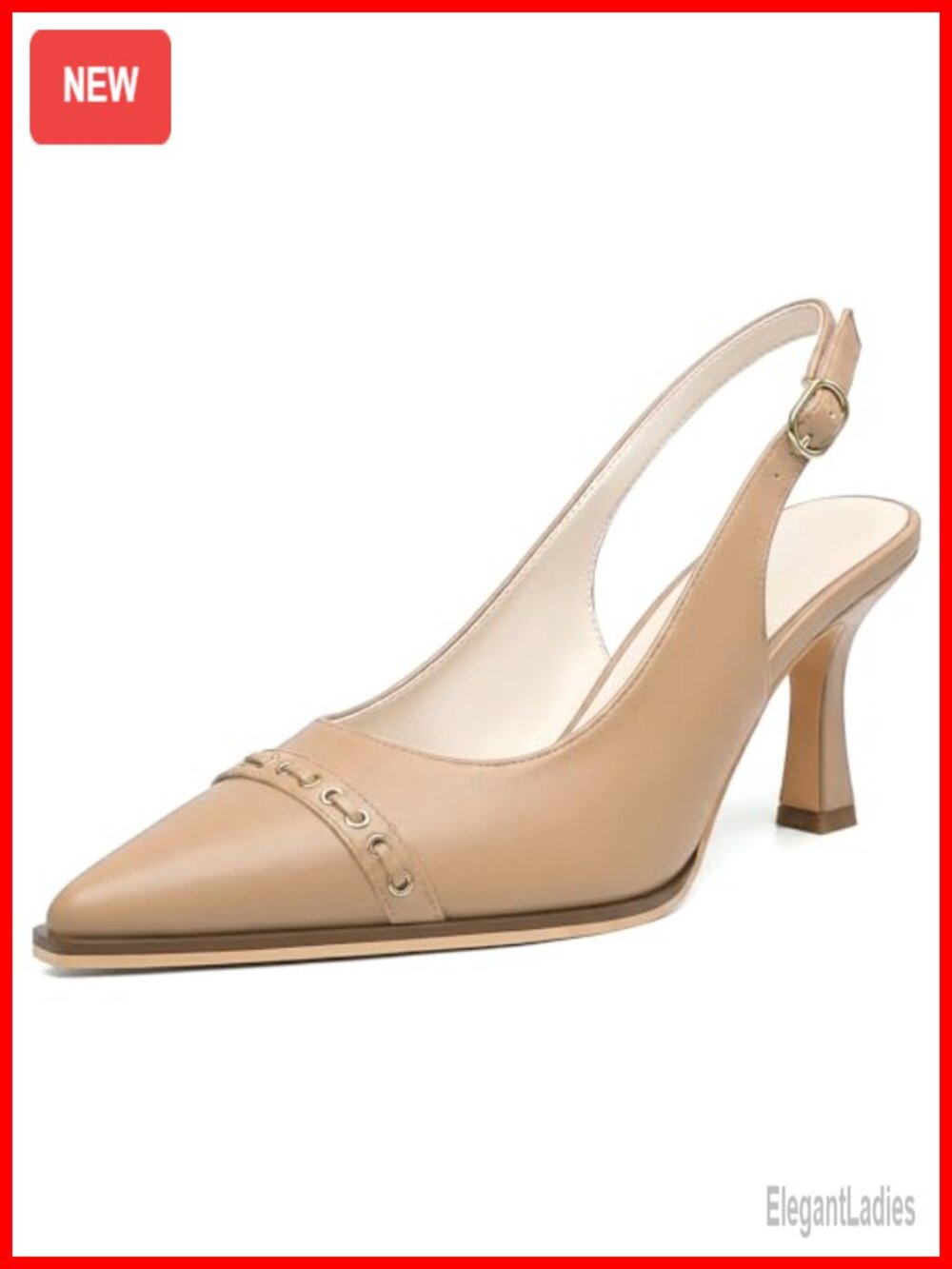 Slingback Kitten Heel Pointed Toe Closed Toe Pumps Faux Leather
